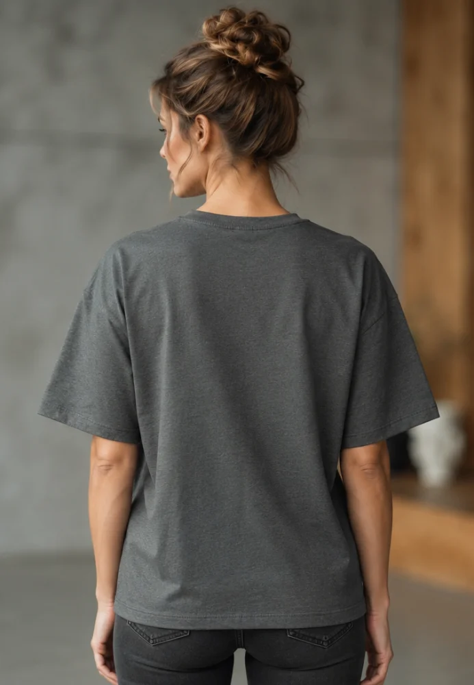 Tricou Dama Gri cu Inimă Galben Neon — imagine 2