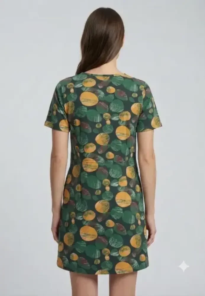 Cămașă de noapte scurta damă, model floral și buzunare
