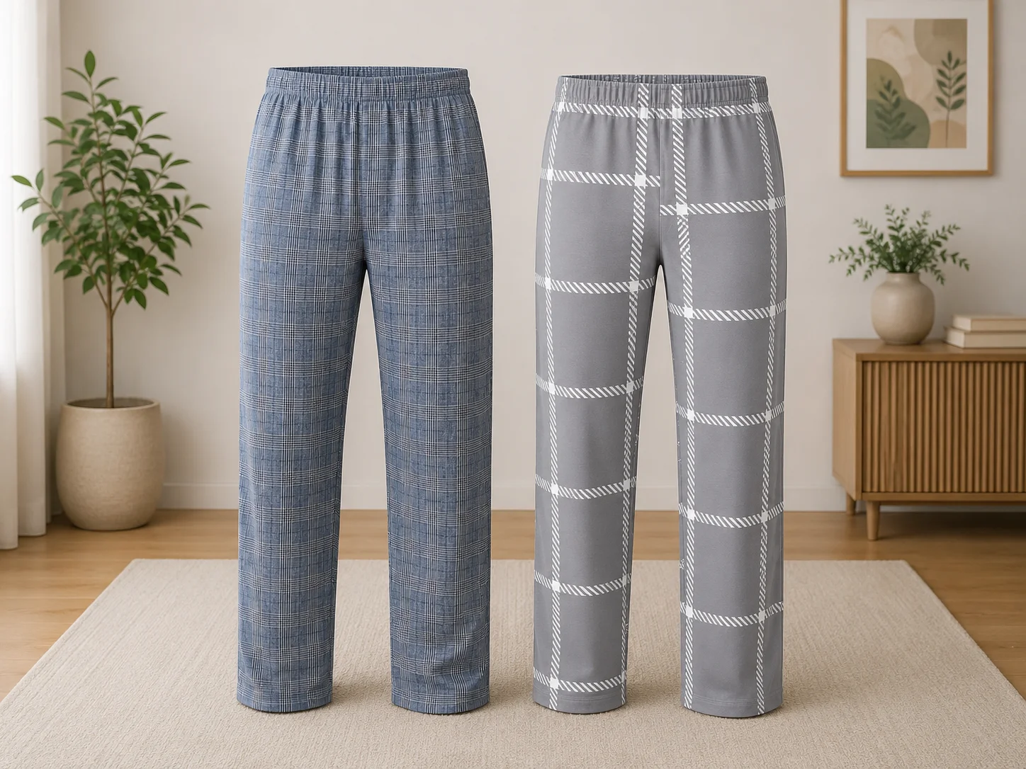 Set 2 Perechi de Pantaloni de Pijama pentru Bărbați, gri
