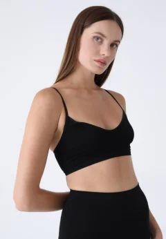 Bustieră Damă cu Bretele Subțiri, Fără Push-Up – Neagră
