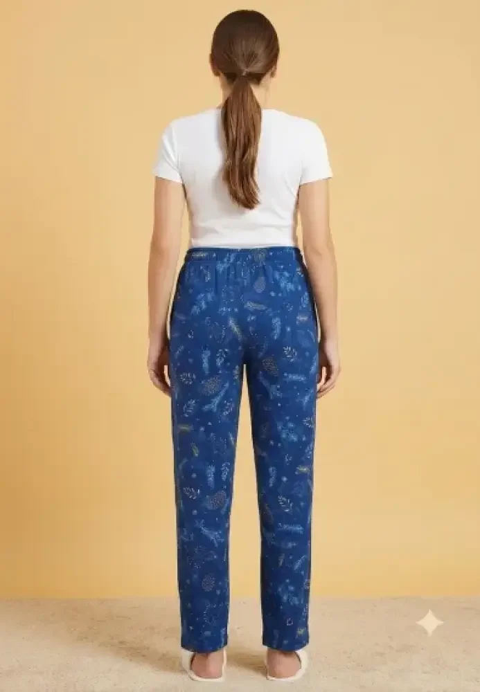 Pantaloni de damă cu buzunare si snur-albastri — imagine 3