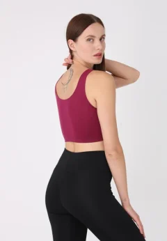 Bustieră Damă Bordo cu Bretele Late, Fără Push-Up – Confortabilă și Elegantă