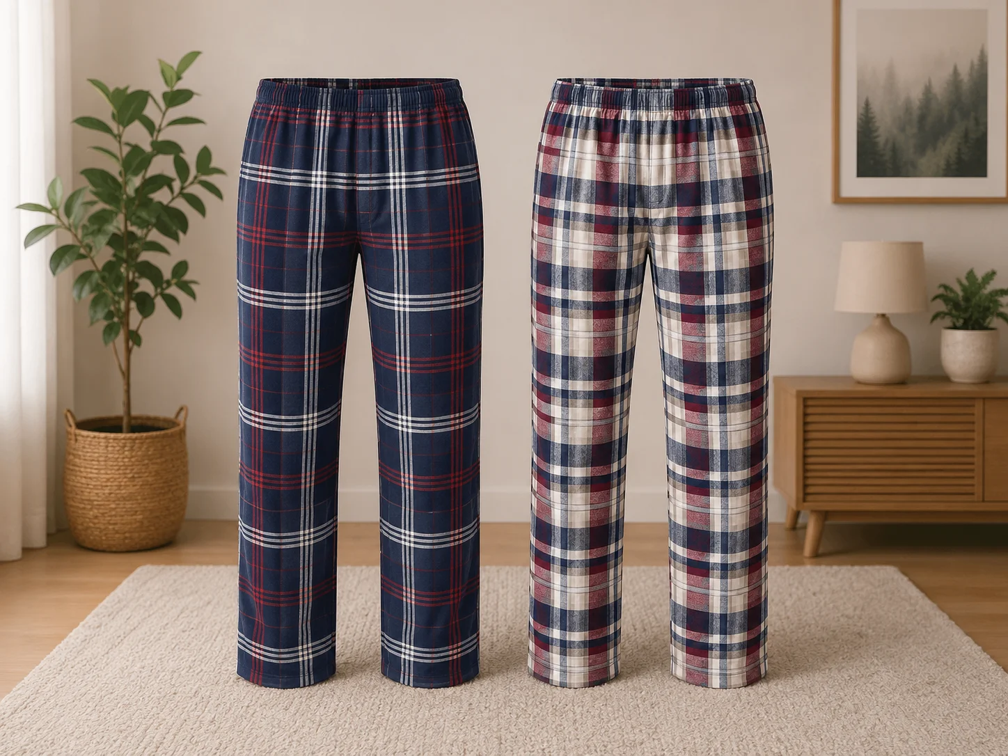 Pantaloni de Pijama pentru Bărbați,2/SET Model în Karouri