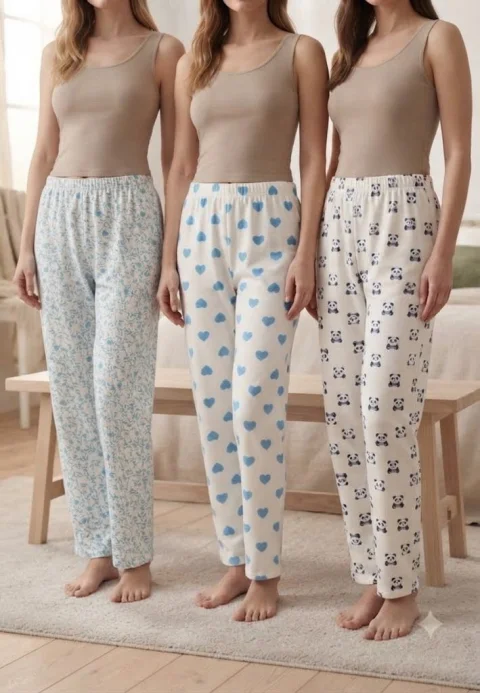 Pantaloni de Pijama Damă 3/set – Stil minimalist pentru zile cozy — imagine 1