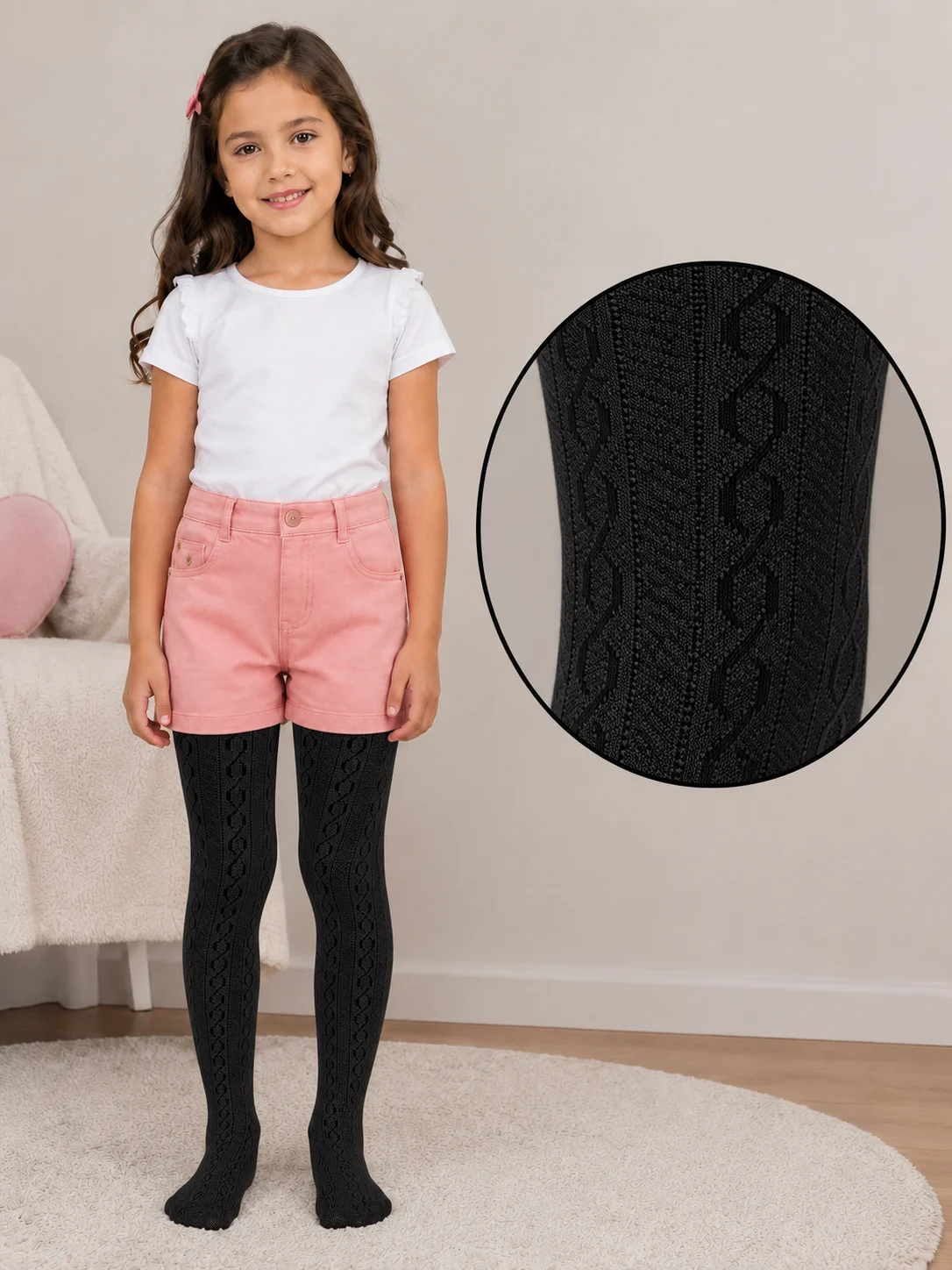 Dres fetițe Penti Pretty ,,Karina'', bumbac- imprimeu tricotat,Negru — imagine 1