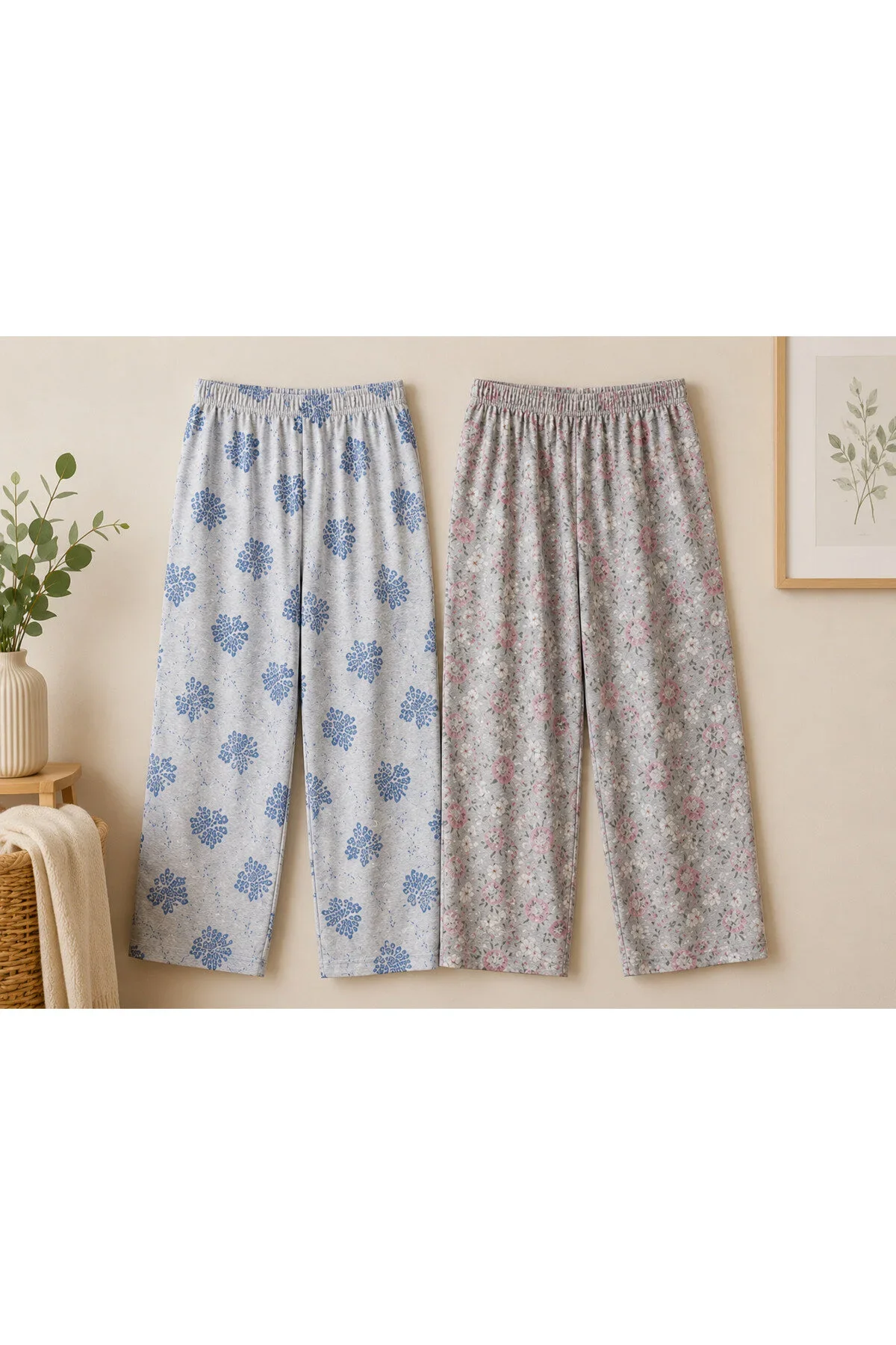 Pantaloni dama 3/4 de pijama ,2/set  în culori și imprimeuri diferite