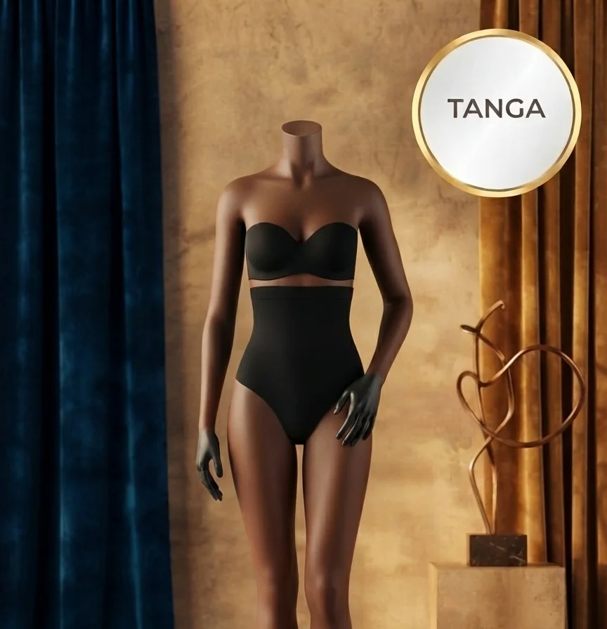 Burtieră modelatoare cu chilot tanga, negru