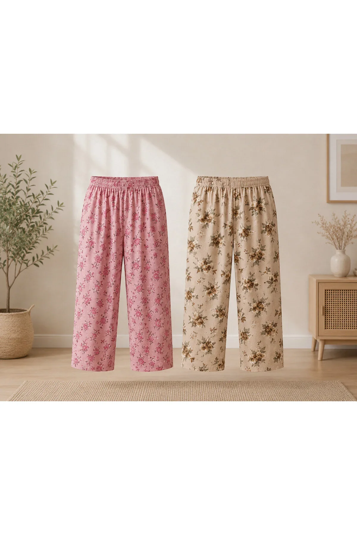 Pantaloni dama 3/4 de pijama ,2/set  în culori și imprimeuri diferite — imagine 1