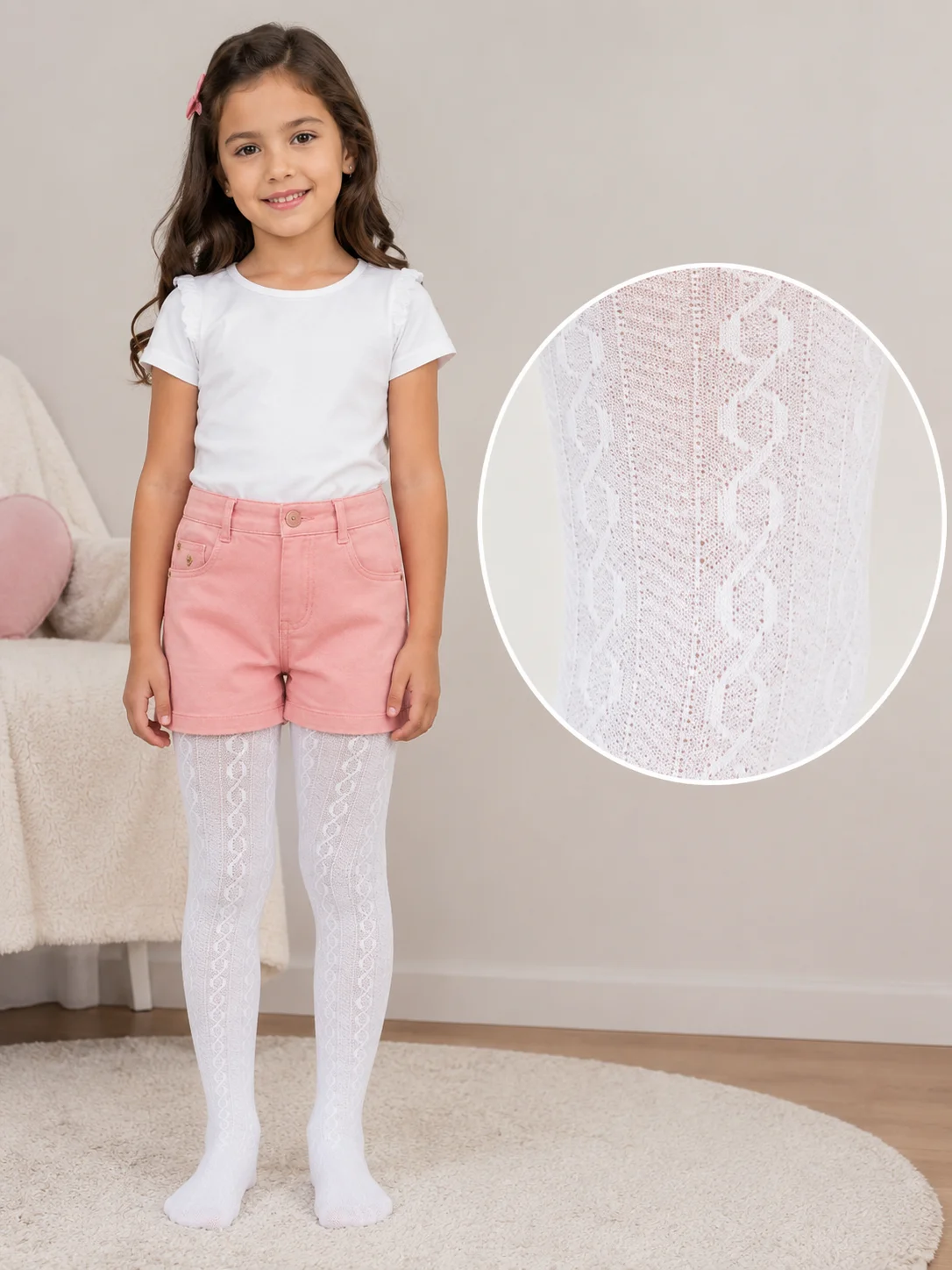 Dres fetițe Penti Pretty ,,Karina'', bumbac- imprimeu tricotat,Alb — imagine 1