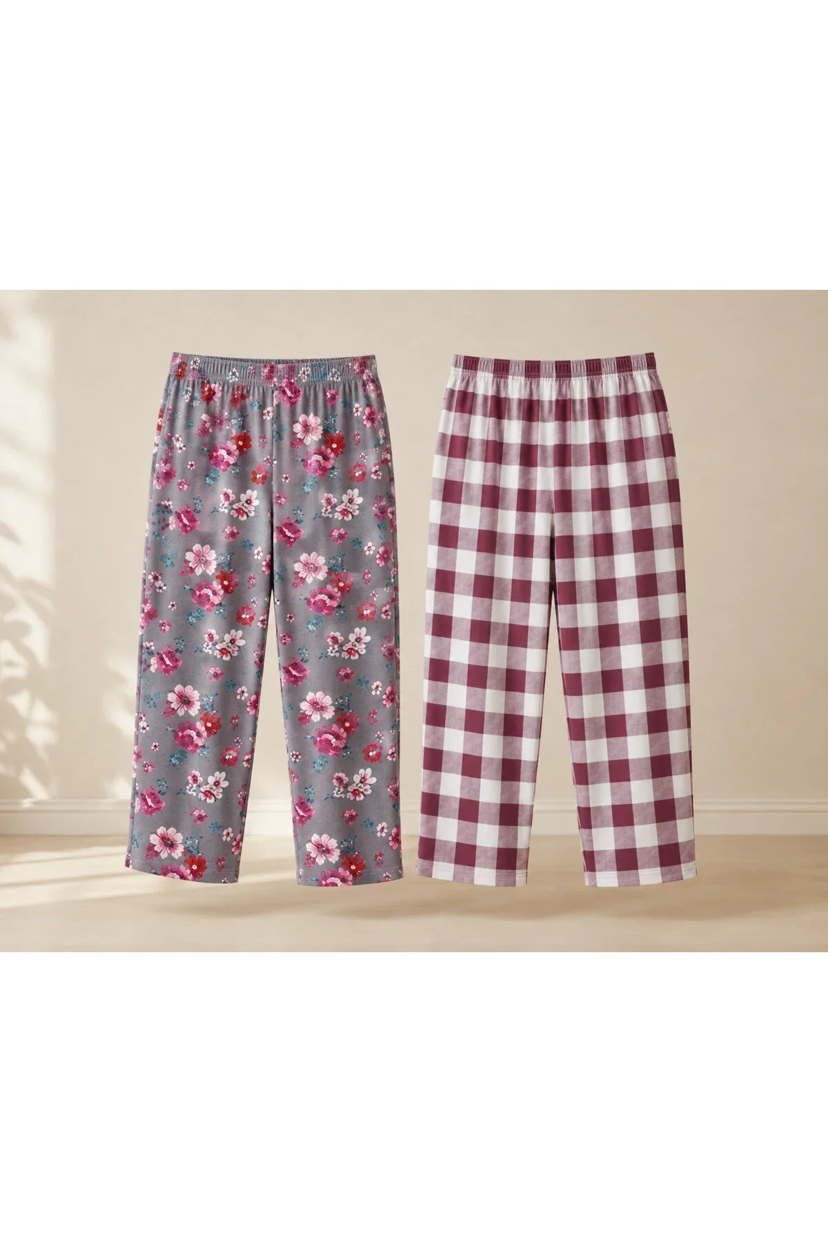 Pantaloni dama 3/4 de pijama ,2/set  în culori și imprimeuri diferite