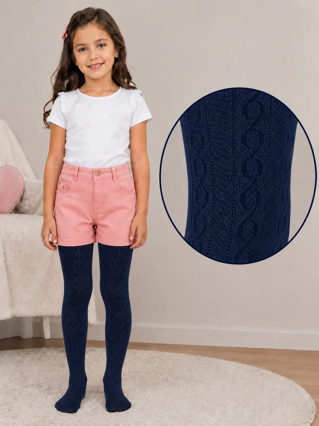 Dres fetițe Penti Pretty ,,Karina'', bumbac- imprimeu tricotat,Bleumarin