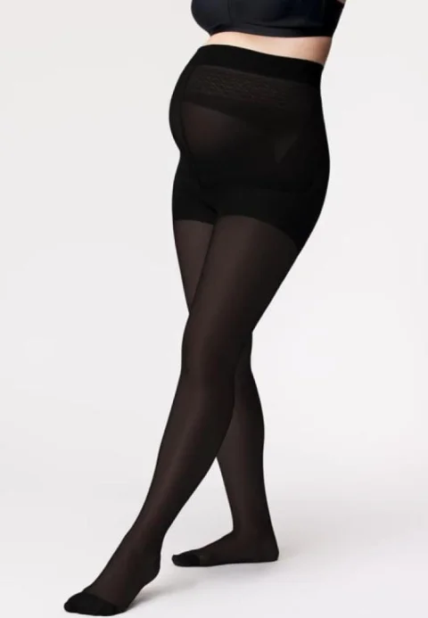Dres gravide 90 DEN din bumbac,negru — imagine 1