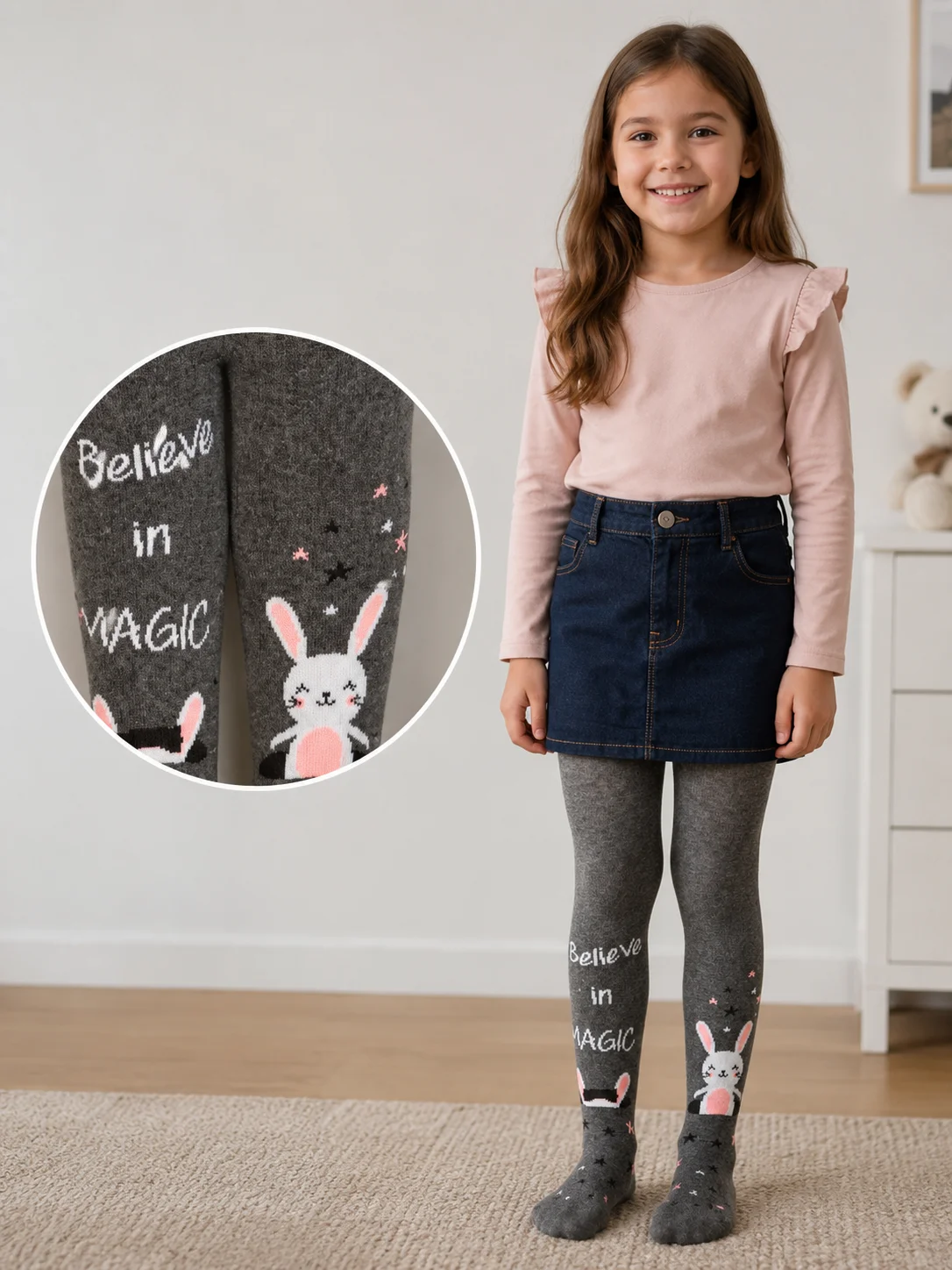 Dres fetițe Penti Pretty ,,Magic Bunny'', bumbac,Gri — imagine 1