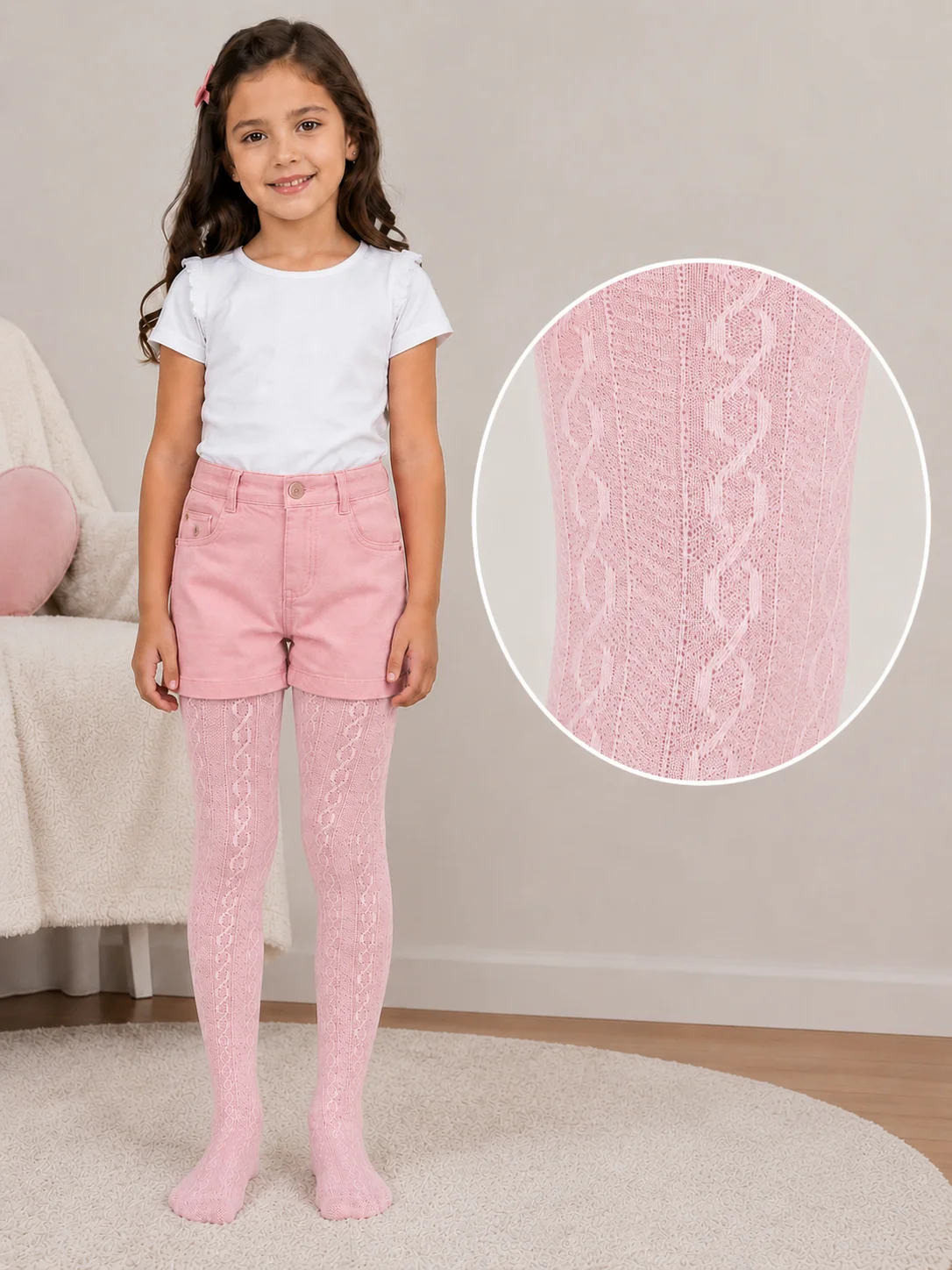 Dres fetițe Penti Pretty ,,Karina'', bumbac- imprimeu tricotat,Roz — imagine 1