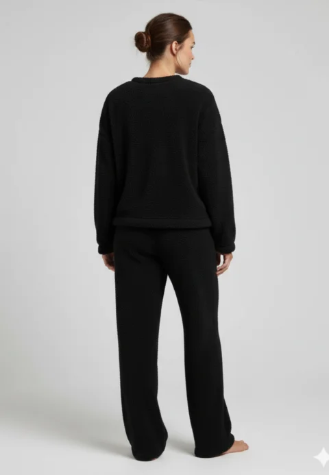 Pijamale damă cocolino negru cu imprimeu „The Good”