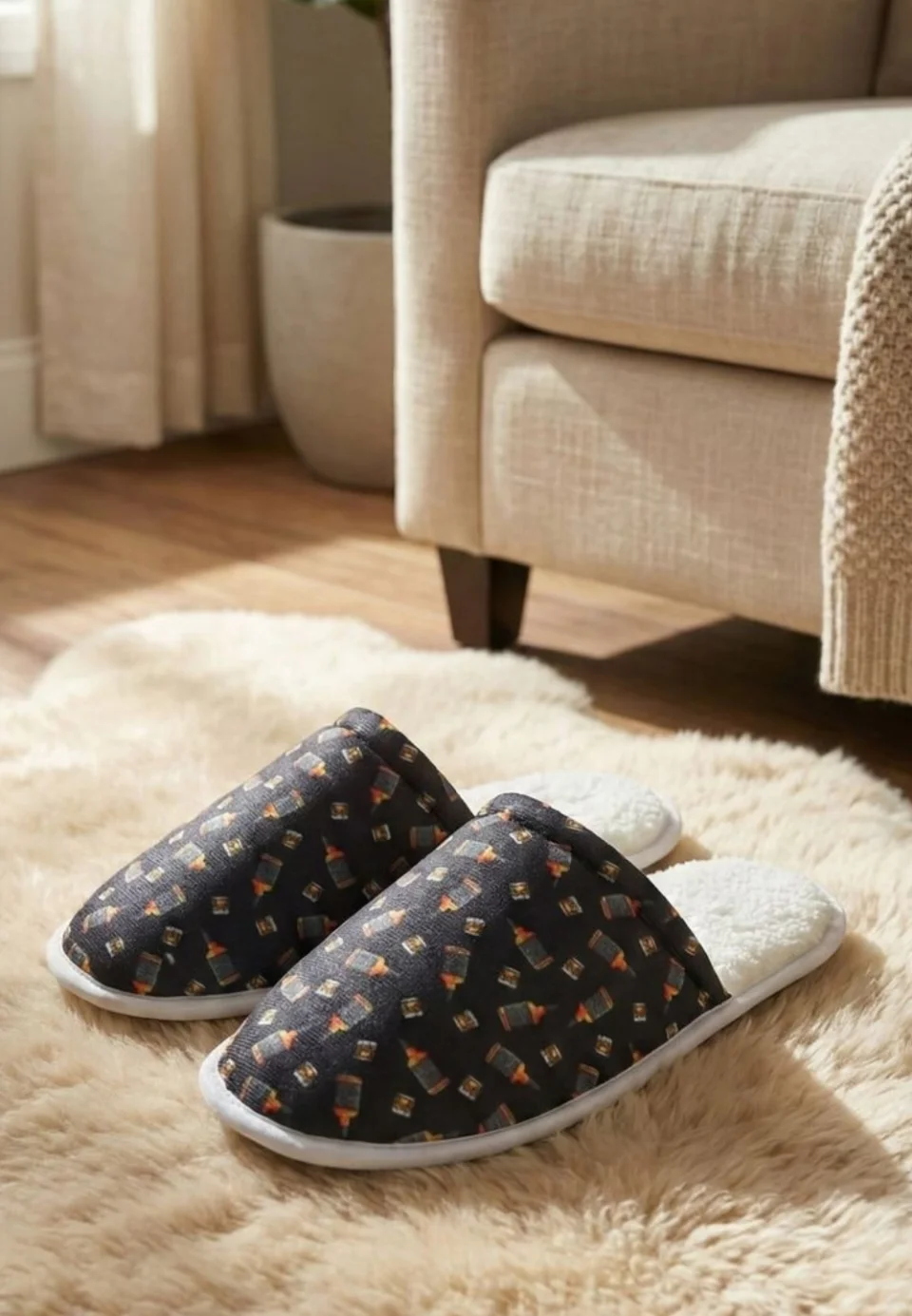 Papuci de casă pentru bărbați, model Whiskey – călduroși și comozi