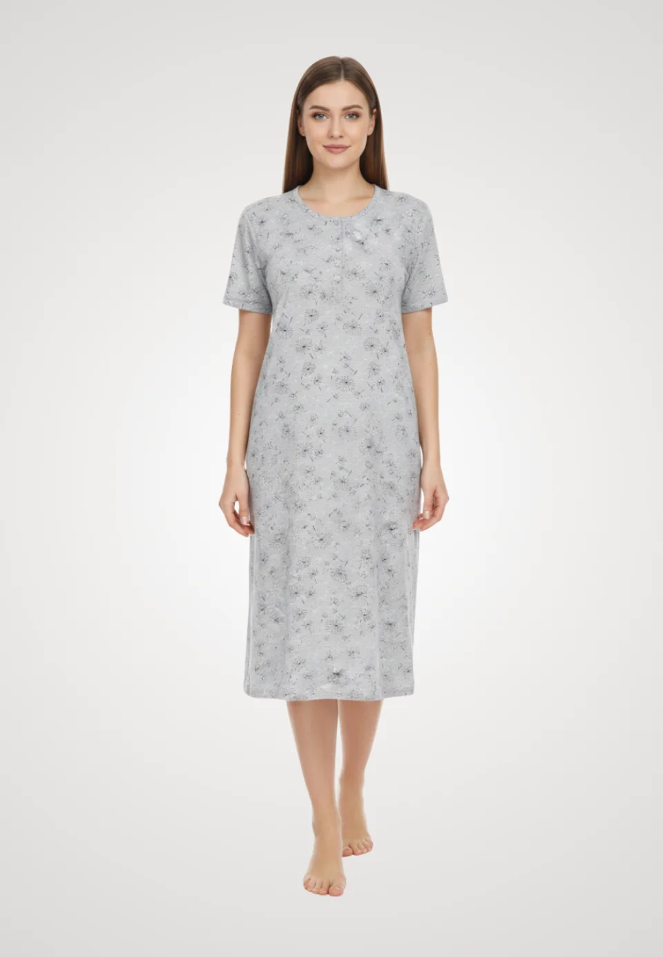 Cămașă de noapte gri cu imprimeu papadie