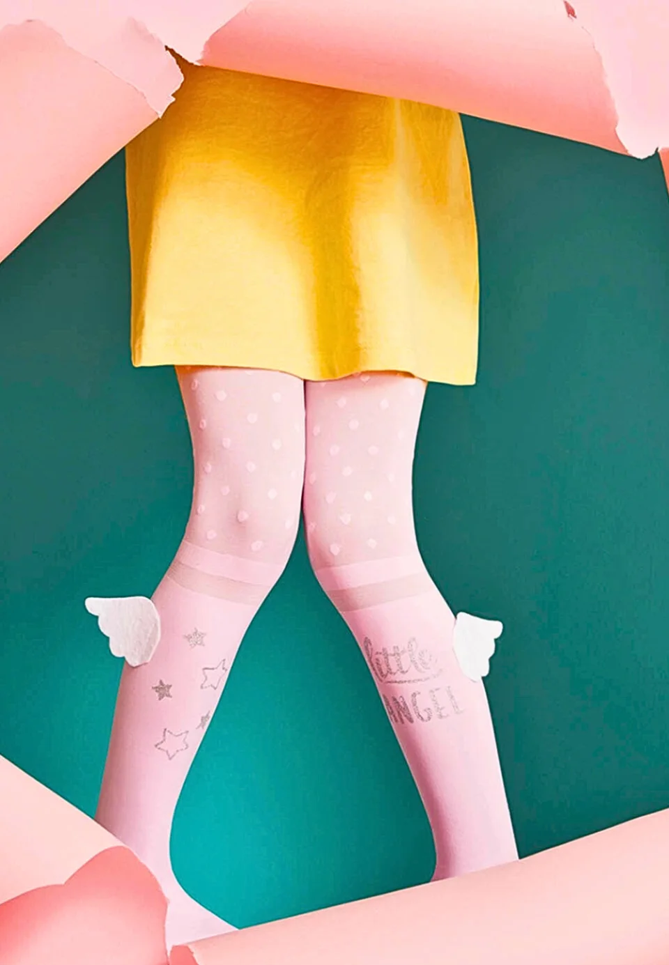 Dres fetițe Penti Young ,,Little Angel'', 50 den-  imprimeu steluțe, roz