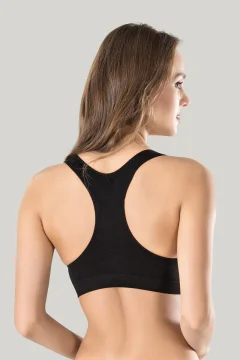 Bustiera dama elastica cu bretele groase, material lejer si elastic, culoare negru