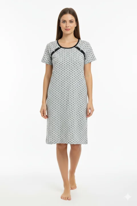 Cămașă pentru alăptat gri cu buline