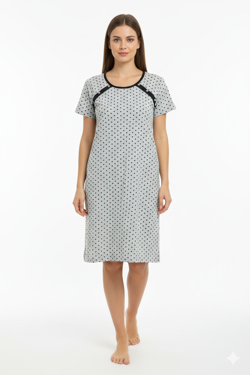 Cămașă pentru alăptat gri cu buline