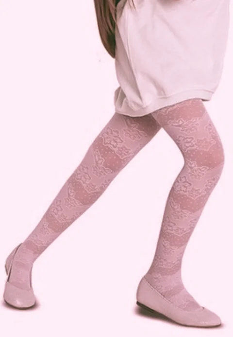 Dres fetițe Penti Pretty ,,Meri'' 20 DEN-transparent, imprimeu dantelă, culoare roz