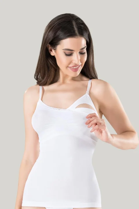 Maiou modelator pentru alaptat, material lejer si moale, culoare alb