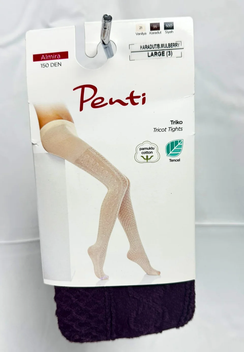 Dres damă Penti 150 DEN ,,Almira''- cu model croșetat, culoare mov