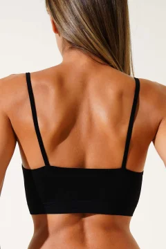 Bustieră cu Bretele Subțiri fără Cusături, Negru