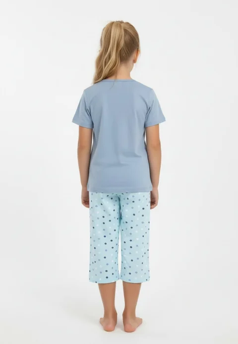 Pijama fete Paște, gri – tricou bumbac 100% și pantaloni