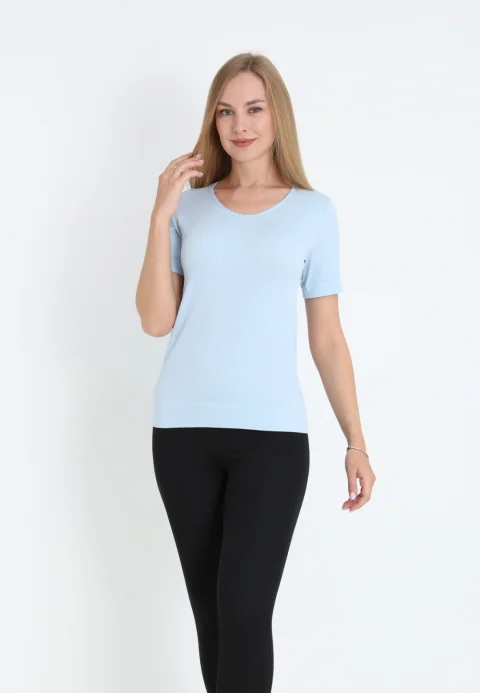 Tricou damă cu mânecă scurtă – bleu