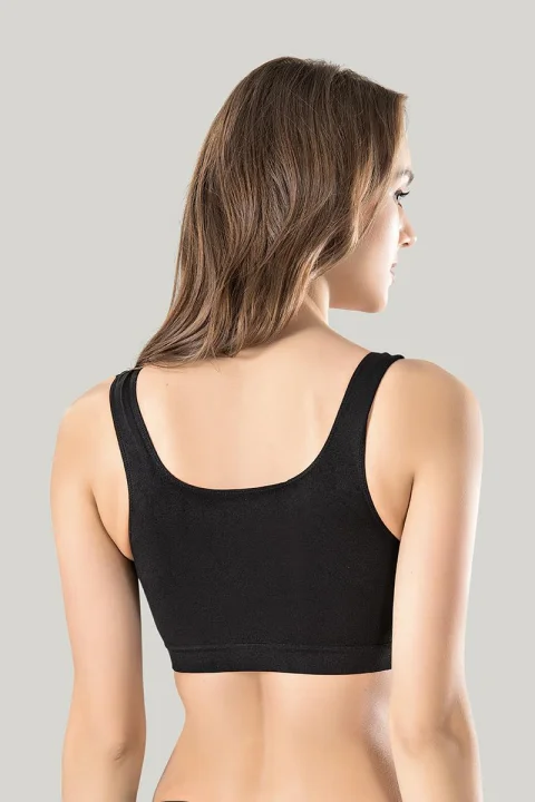 Bustiera dama elastica cu bretele groase, material lejer si elastic, culoare negru