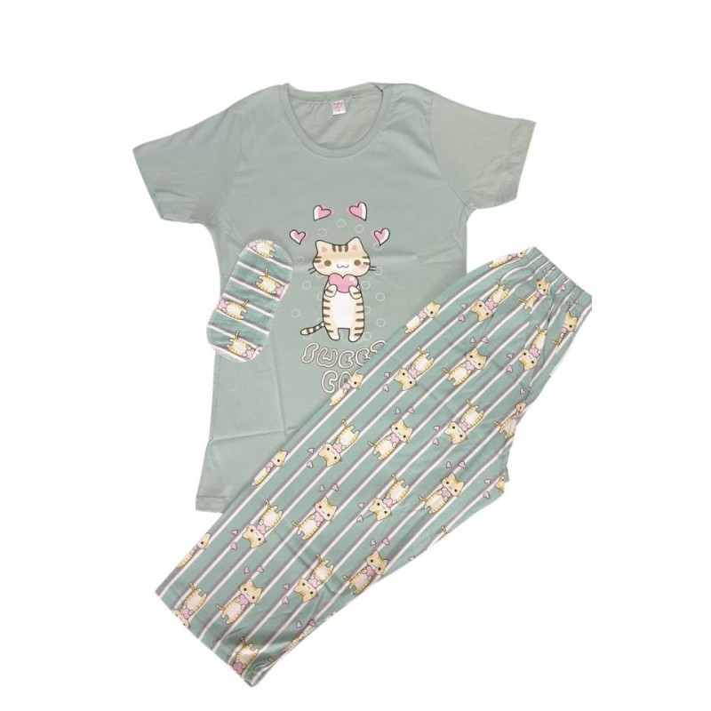 Pijama de Primăvară pentru Dama cu Masca de Dormit Asortată