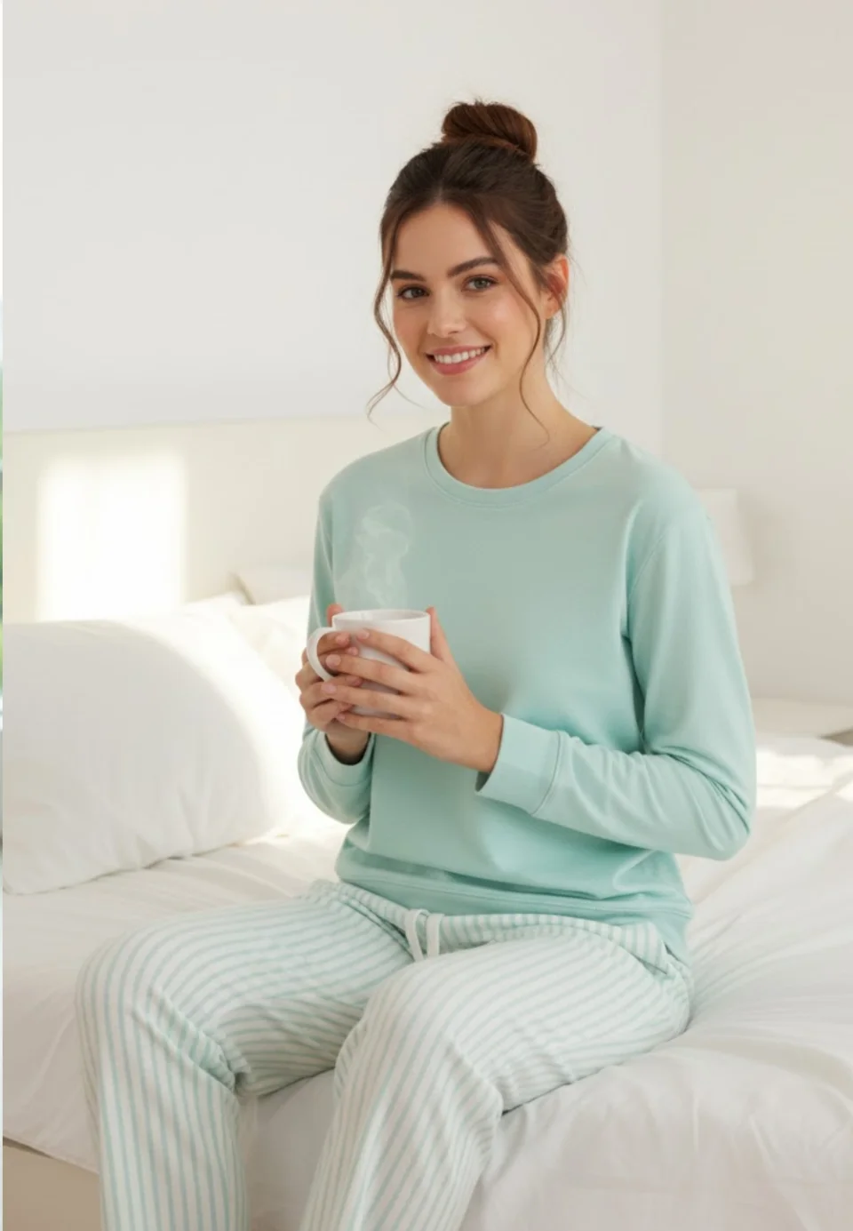 Trening dama din bumbac, maneca lunga si pantaloni lungi, verde