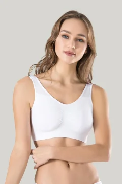 Bustiera dama elastica cu bretele groase, material lejer si elastic, culoare alb