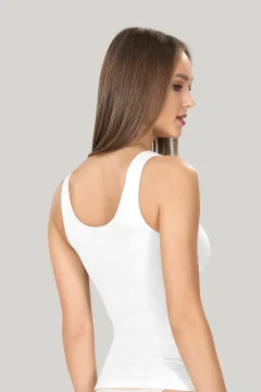 Maiou dama modelator in talie cu bretele groase, material moale, culoare alb