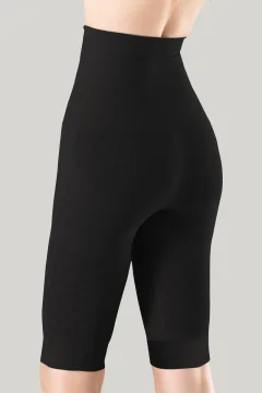 Pantaloni 3/4 damă modelatori cu bandă de silicon si talie înaltă, culoare negru