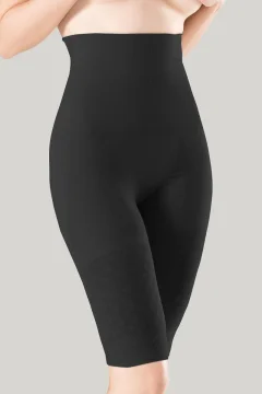 Pantaloni 3/4 damă modelatori cu bandă de silicon si talie înaltă, culoare negru