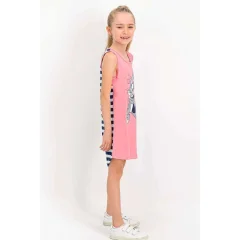 Rochiță fetițe cu bretele groase, imprimeu Buggs Bunny, culoare roz