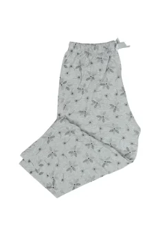 Pantaloni pijama damă 3/4, gri, imprimeu păpădie