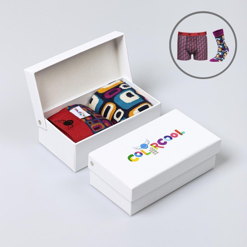 Set Barbati Boxeri și Șosete Retro Vibes