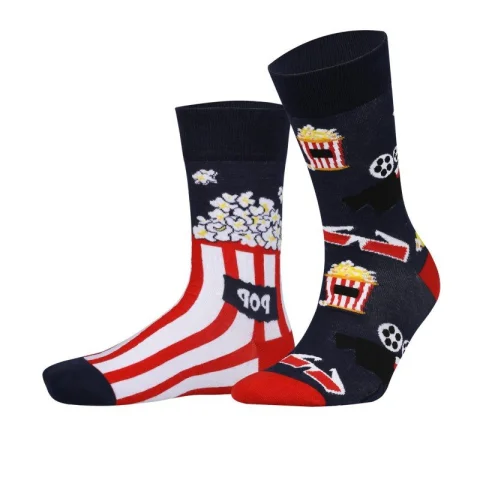 Șosete Damă Fără Cusături Mismatching - Imprimeu Popcorn
