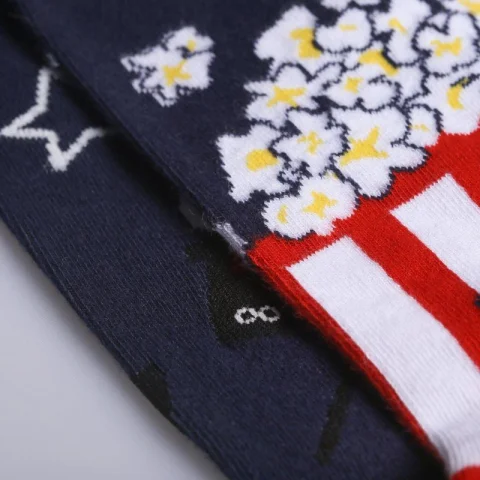 Șosete Damă Fără Cusături Mismatching - Imprimeu Popcorn