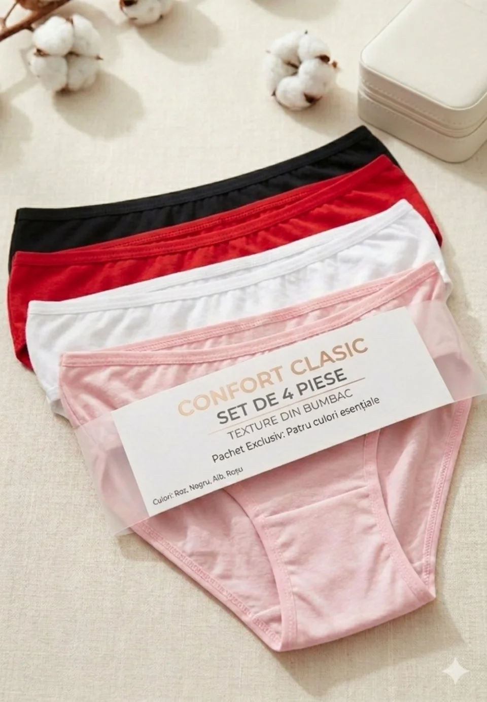 Chilot Damă Clasic – Set 4 Bucăți Multicolor