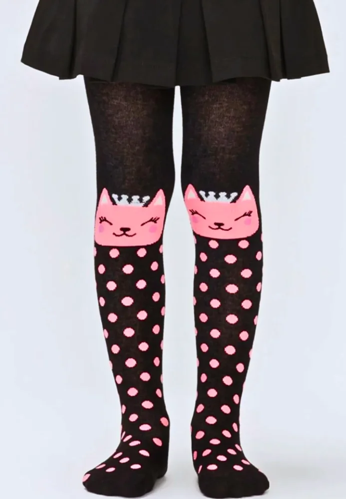 Dres fetițe Penti Pretty ,,Machka', bumbac- imprimeu pisicuță, Negru