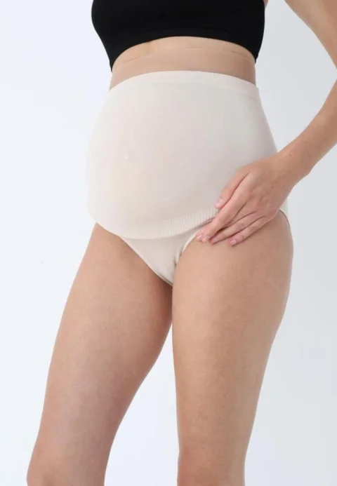 Chilot Maternitate din Modal cu Talie Înaltă – Bej, Confortabil și Elastic