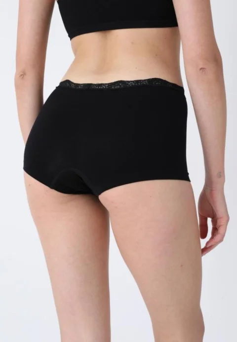 Boxeri Damă din Material Elastic cu Tiv din Dantelă – Negru