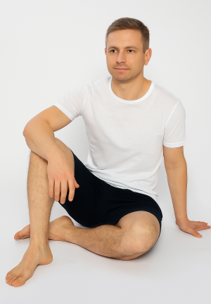 Pijama bărbați alb-bleumarin – bumbac & modal