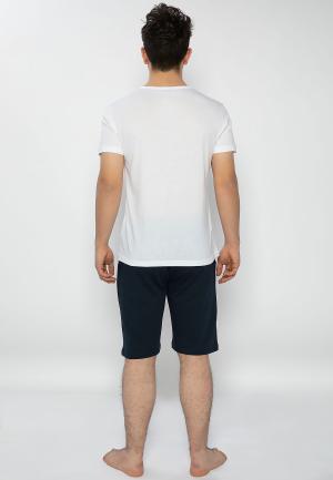 Pijama bărbați alb-bleumarin – bumbac & modal