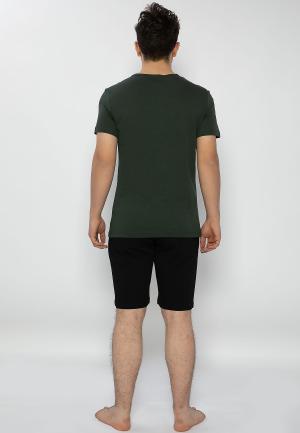 Pijama bărbați kaki-negru – bumbac & modal
